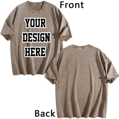 230gsm Heat Transfer Print 100% Cotton Pre-washed T-shirt, Front Print, Coffee Brown