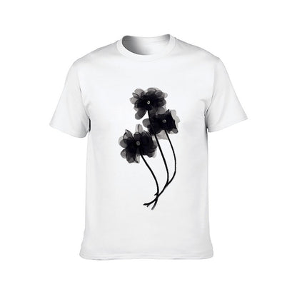 Inkmay Casual Cotton T-shirt Elegant Black And White Floral Design Unisex T-shirtRecycled Urban T-Shirt