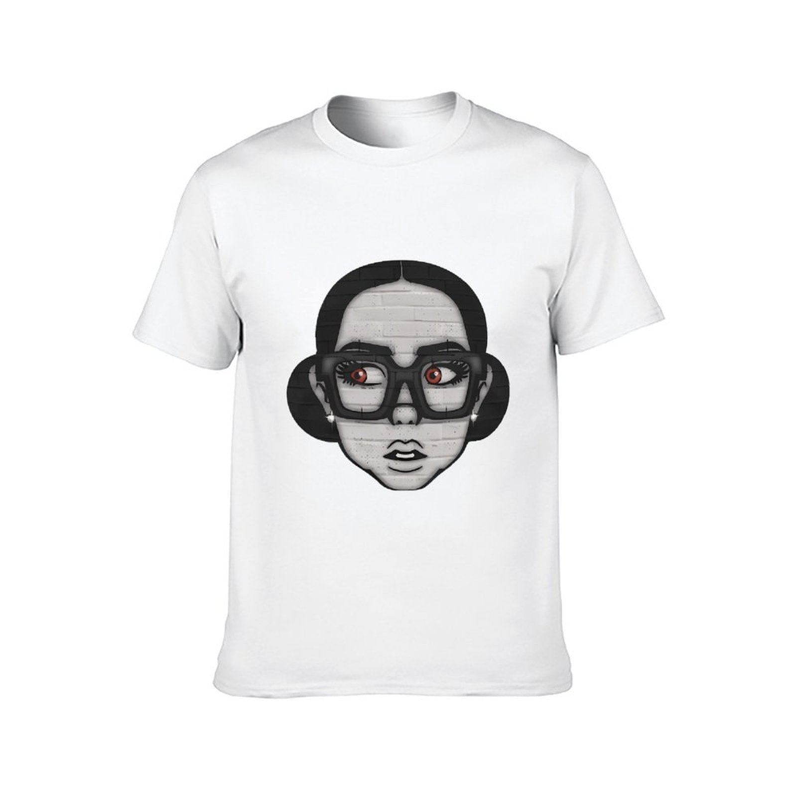 Inkmay Casual Cotton T-shirt Brick Wall Art With Glasses Eyes Unisex T-shirtOutdoor Promotional T-Shirt