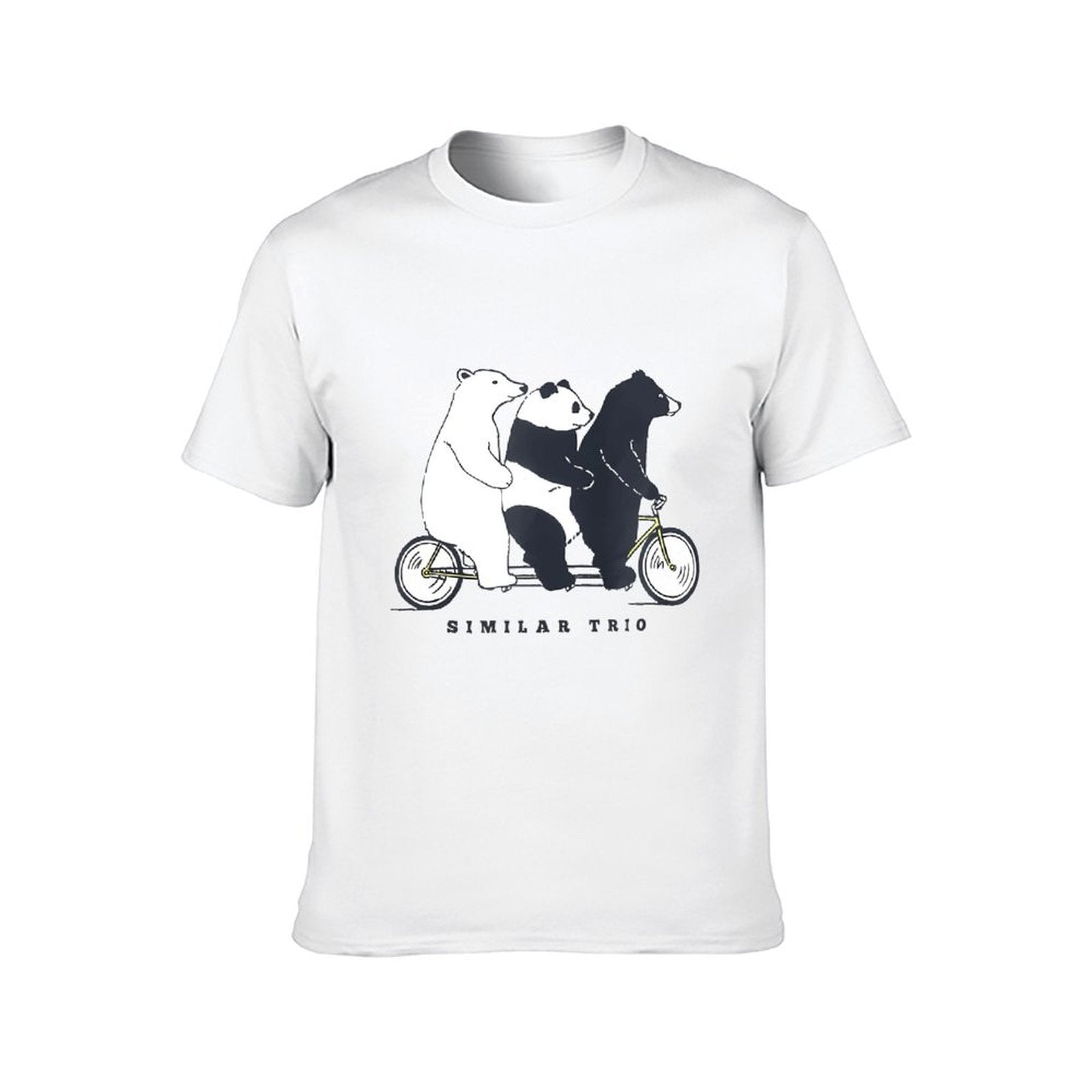 Inkmay Casual Cotton T-shirt Three Bears Riding A Bicycle Together Unisex T-shirtRecycled Midweight T-Shirt