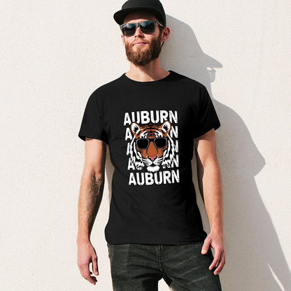 Inkmay Casual  Cotton T-shirt Auburn Tiger With Sunglasses Pattern Print Unisex T-shirtSeamless ClassicSeries T-Shirt