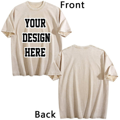 230gsm Printed 100% Cotton Pre-washed T-Shirt, Front Print in Apricot