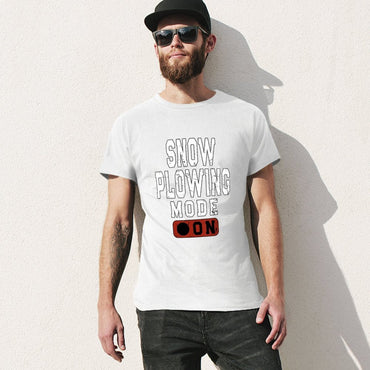Inkmay Casual  Cotton T-shirt Snow Plowing Mode On Print Design Unisex T-shirtWrinkle-Free Smooth Feel T-Shirt