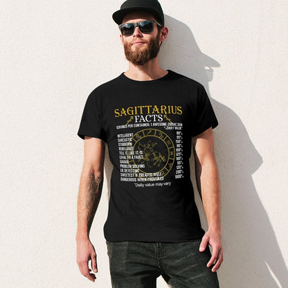 Inkmay Casual  Cotton T-shirt Sagittarius Facts Zodiac Sign Traits Listed Unisex T-shirtMen¡¯s / Women¡¯s / Youth Natural T-Shirt