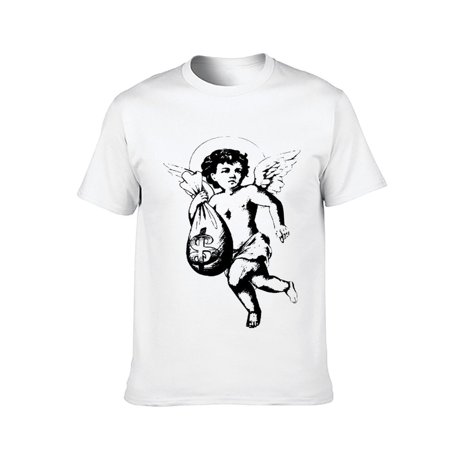 Inkmay Casual  Cotton T-shirt Sugar Skull With Roses And Mustache Unisex T-shirtSeamless Relaxed T-Shirt