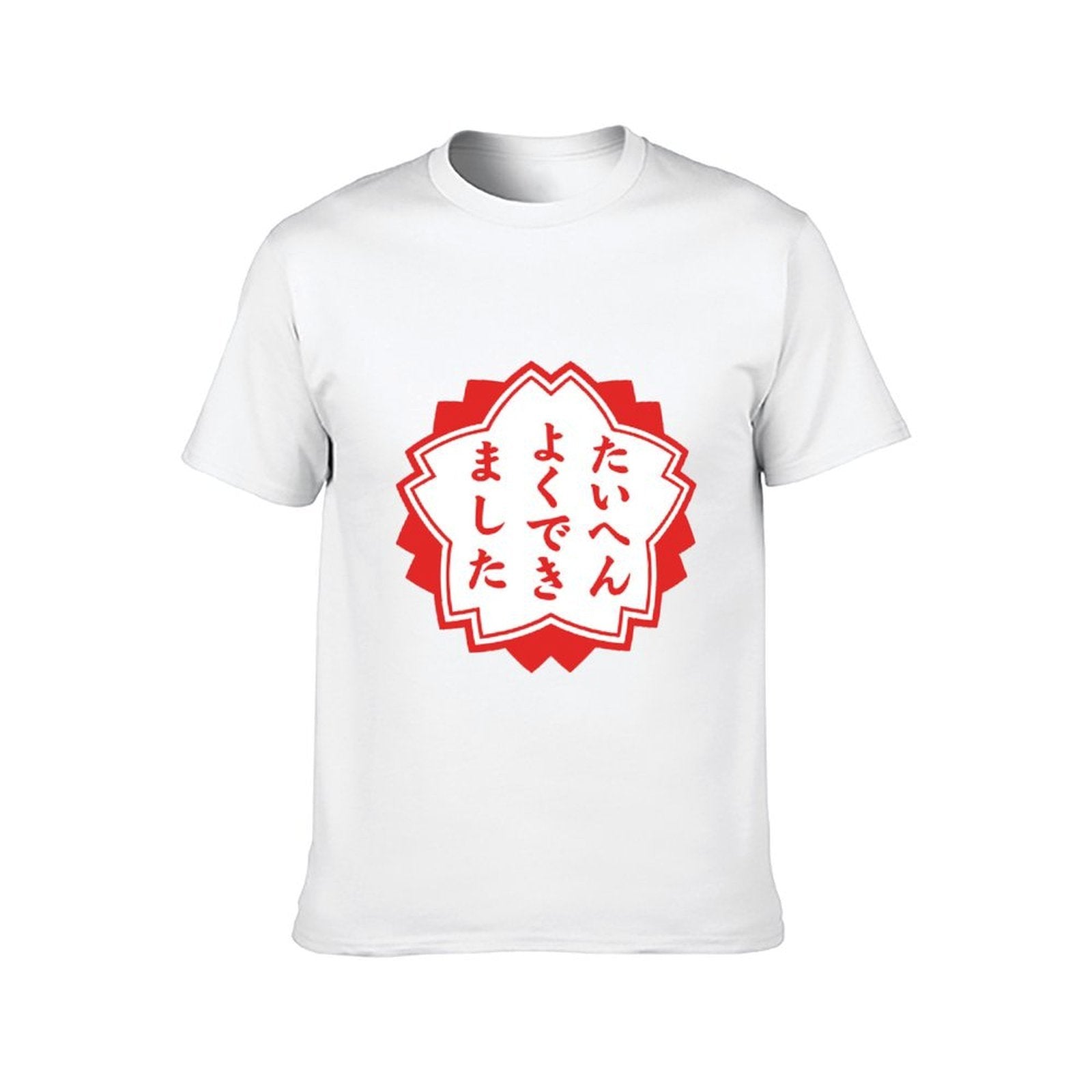 Inkmay Casual Cotton T-shirt Red Background With White Flower Design Unisex T-shirtSport CityStyle T-Shirt