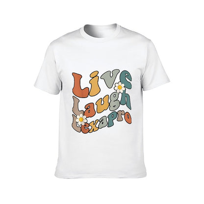 Inkmay Casual Cotton T-shirt Live Laugh Love Pattern Prints Artwork Unisex T-shirtFresh Solid T-Shirt