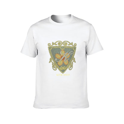 Inkmay Casual Cotton T-shirt Mosaic Shield Design With Floral Motifs Unisex T-shirtUltra Durable Premium T-Shirt