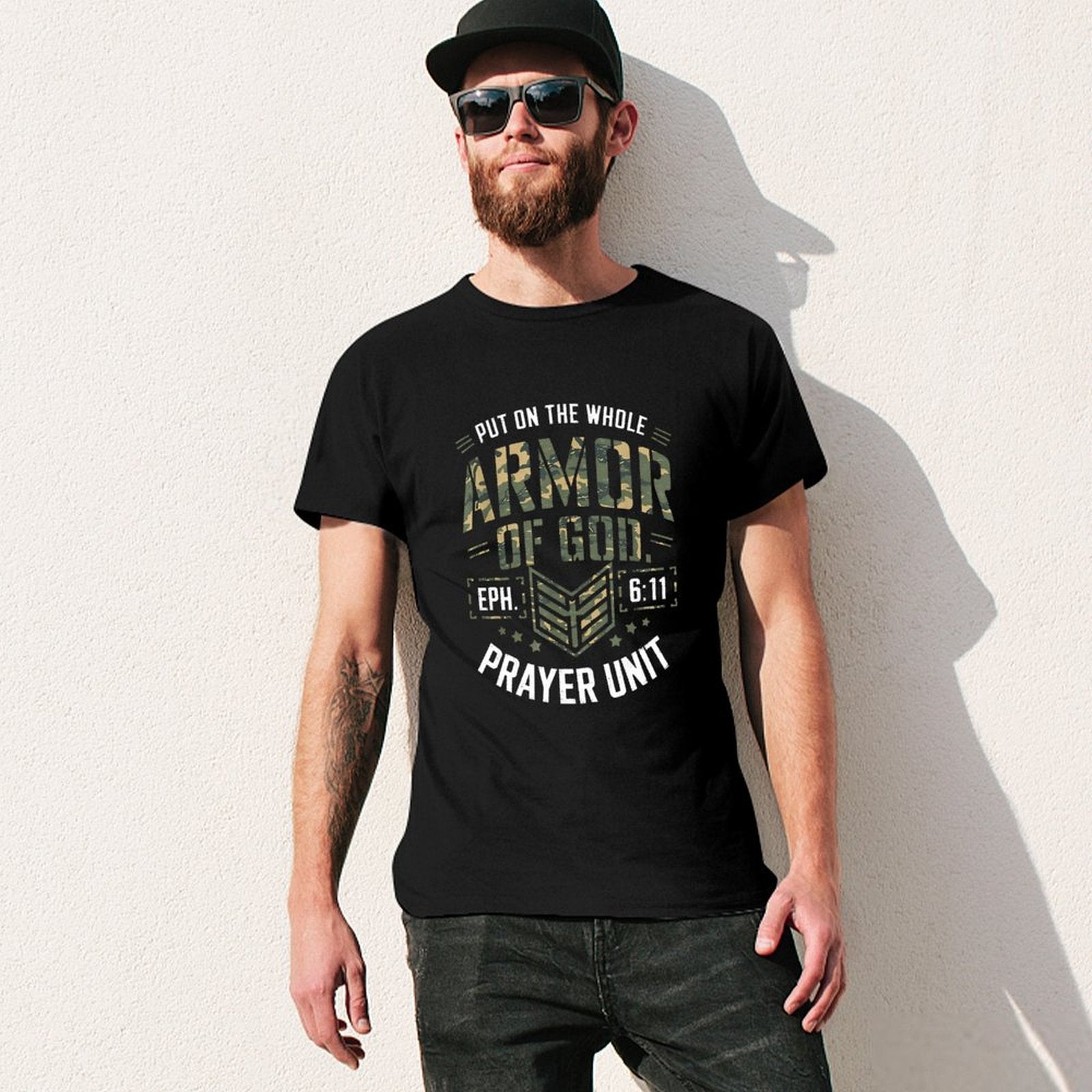 Inkmay Casual  Cotton T-shirt Camouflage Print With Text Overlay Unisex T-shirtEverydayFit EverydayComfort T-Shirt