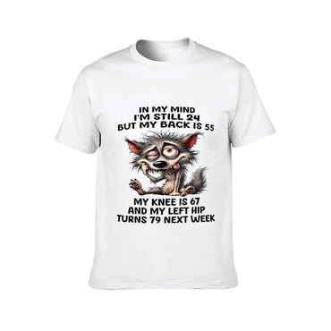 Inkmay Casual  Cotton T-shirt Cute Wolf With Glasses And Tongue Unisex T-shirtTrueStyle Urban T-Shirt