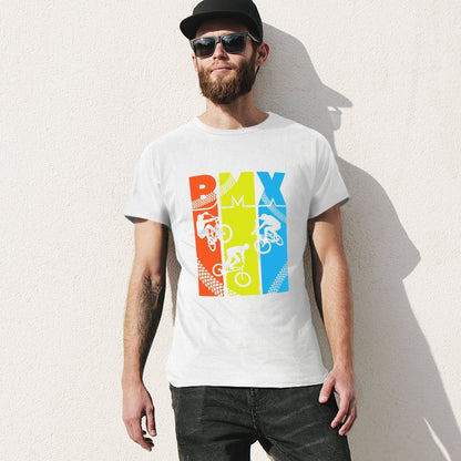 Inkmay Casual  Cotton T-shirt Colorful Abstract Design With Bright Shapes Unisex T-shirtTear-Resistant DailyFit T-Shirt