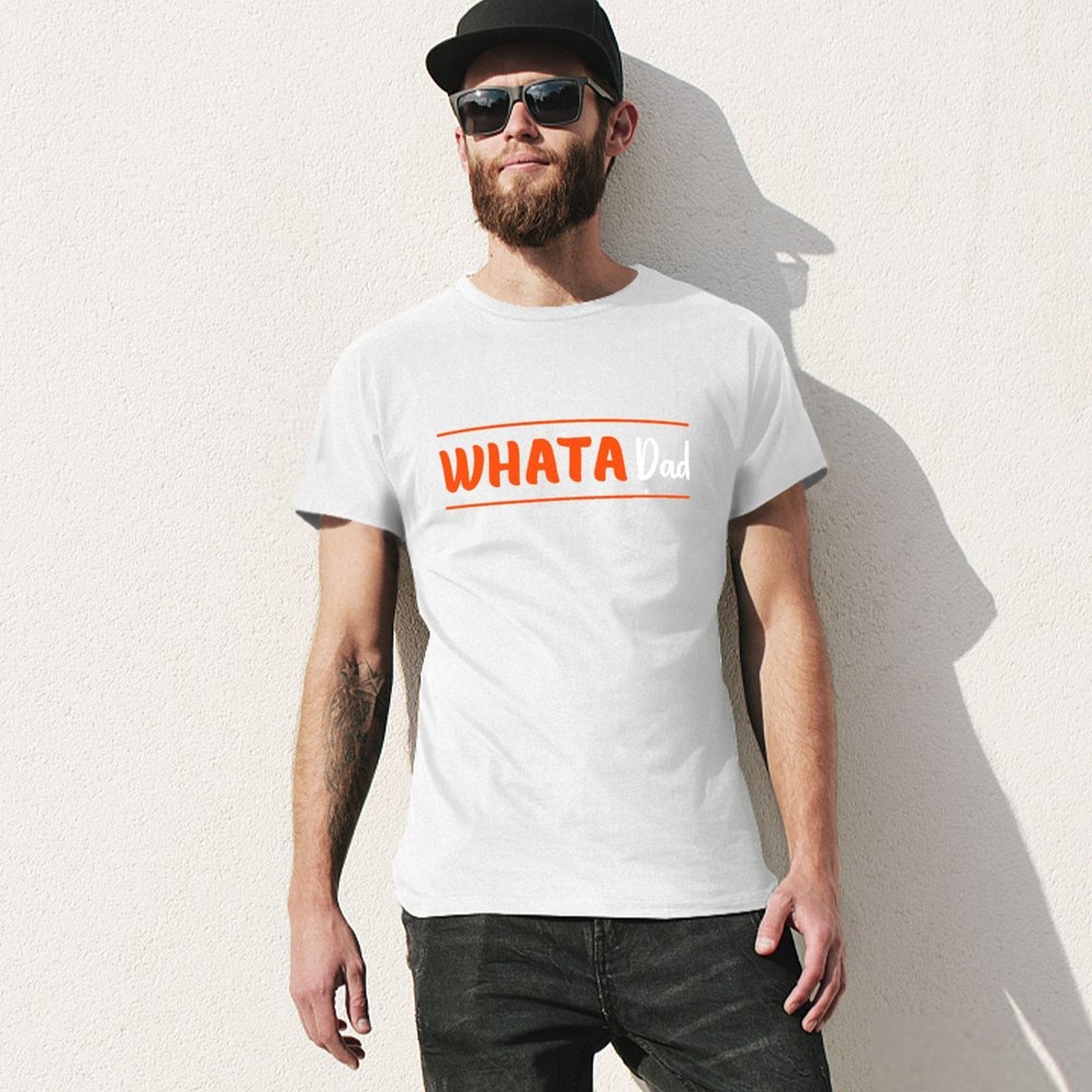 Inkmay Casual  Cotton T-shirt Abstract White Shape On Orange Background Unisex T-shirtEco / Sustainable Batch-Printed T-Shirt