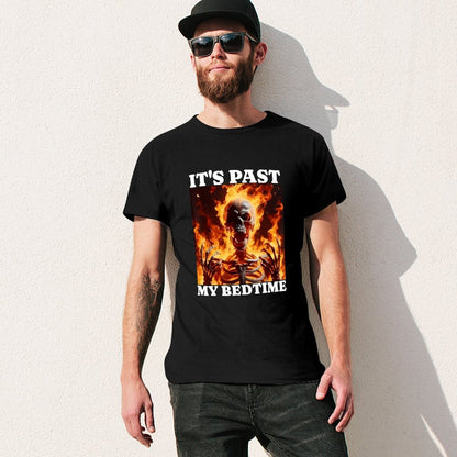 Inkmay Casual  Cotton T-shirt Flaming Skeleton Artwork Boldly Printed Design Unisex T-shirtPromotional Lifestyle T-Shirt
