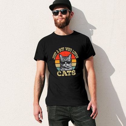 Inkmay Casual  Cotton T-shirt Cool Cat Wearing Sunglasses Art Print Unisex T-shirtEssentialFit Softstyle T-Shirt