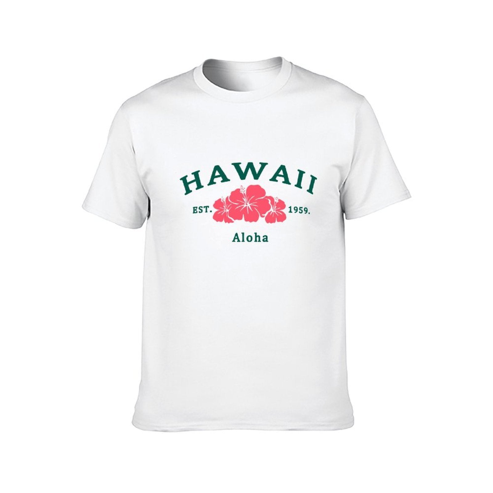 Inkmay Casual Cotton T-shirt Abstract Pink Shape On Green Background Unisex T-shirtPocket Tee Print-Ready T-Shirt