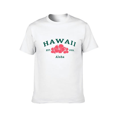 Inkmay Casual Cotton T-shirt Abstract Pink Shape On Green Background Unisex T-shirtPocket Tee Print-Ready T-Shirt