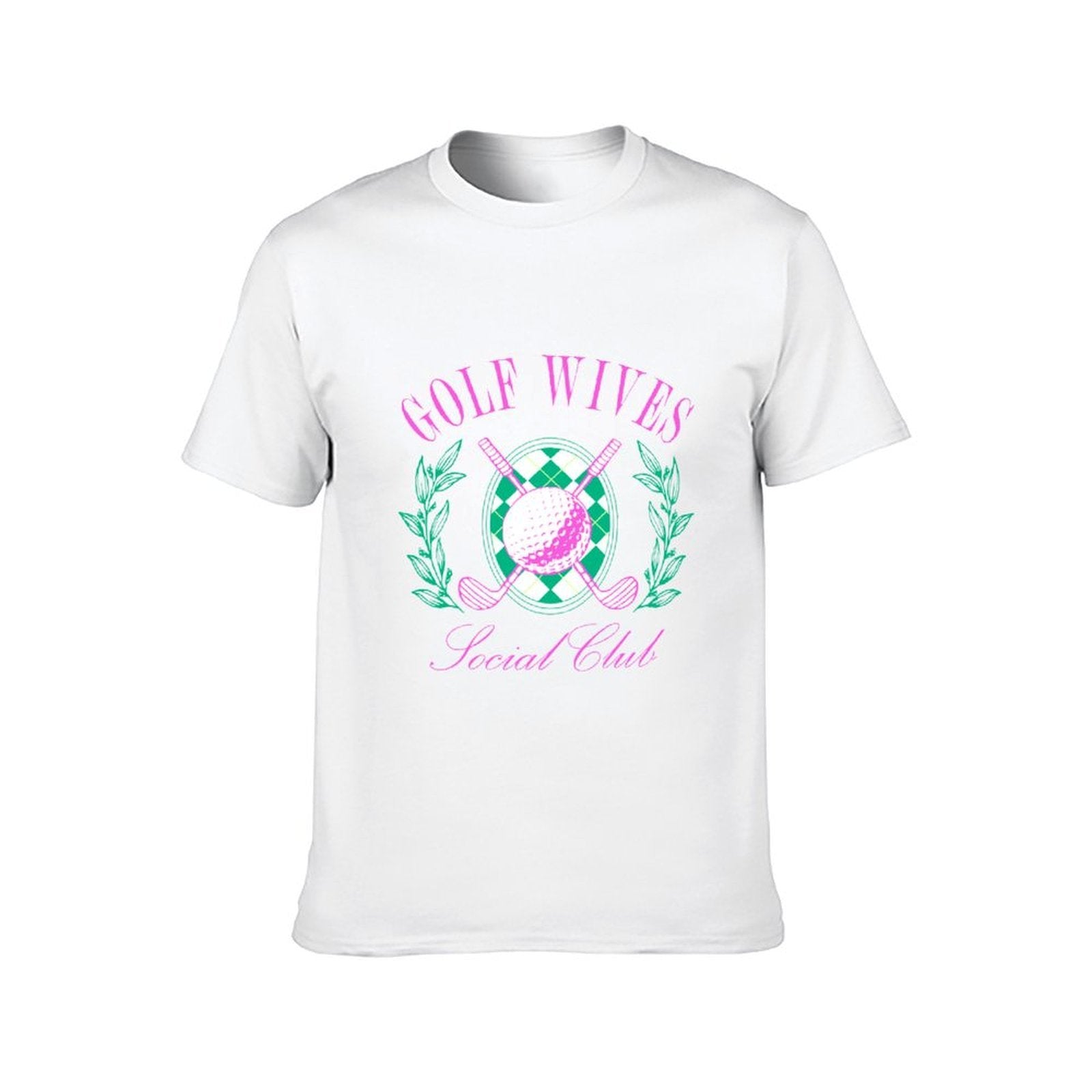 inkmay-casual-cotton-t-shirt-pink-green-diamond-pattern-with-ball-unisex-t-shirt