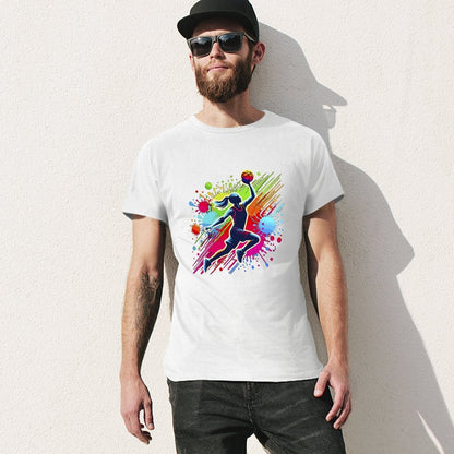 Inkmay Casual  Cotton T-shirt Basketball Player With Colorful Splash Design Unisex T-shirtNeat Smooth T-Shirt