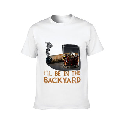 Inkmay Casual  Cotton T-shirt Cigar And Whiskey Glass Together Unisex T-shirtNeat Recycled T-Shirt
