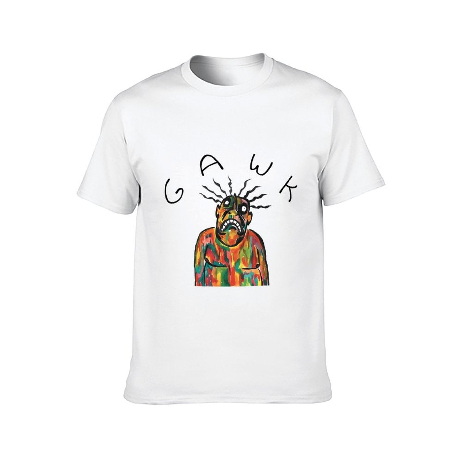 Inkmay Casual Cotton T-shirt Colorful Abstract Art With Bold Lines Unisex T-shirtSimple Lightweight T-Shirt