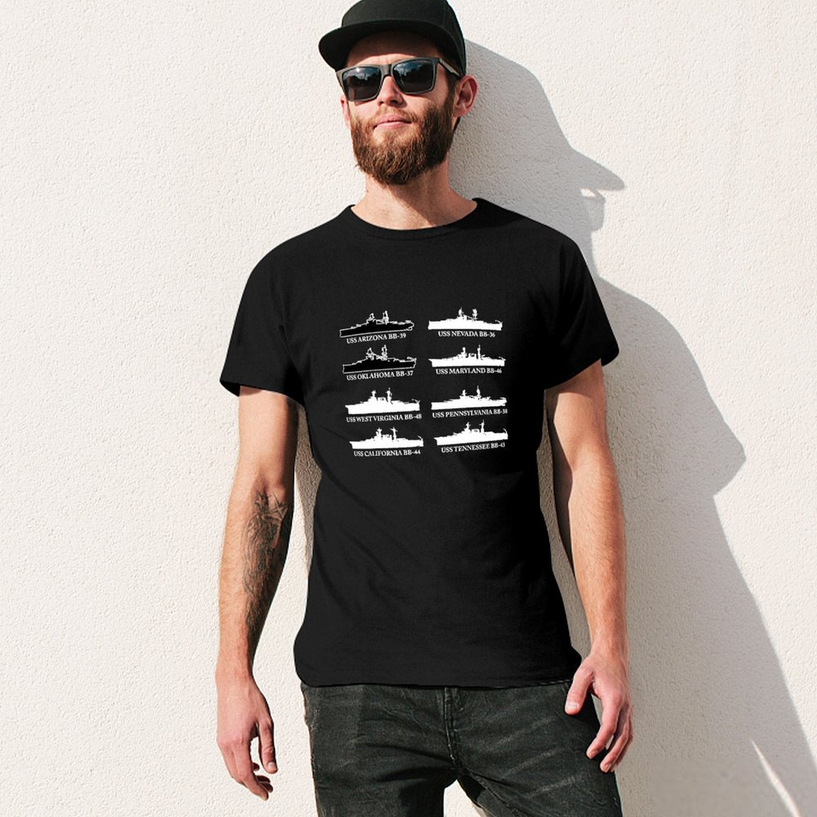 Inkmay Casual  Cotton T-shirt Ship Silhouette On Abstract Background Pattern Unisex T-shirtMidweight Premium T-Shirt