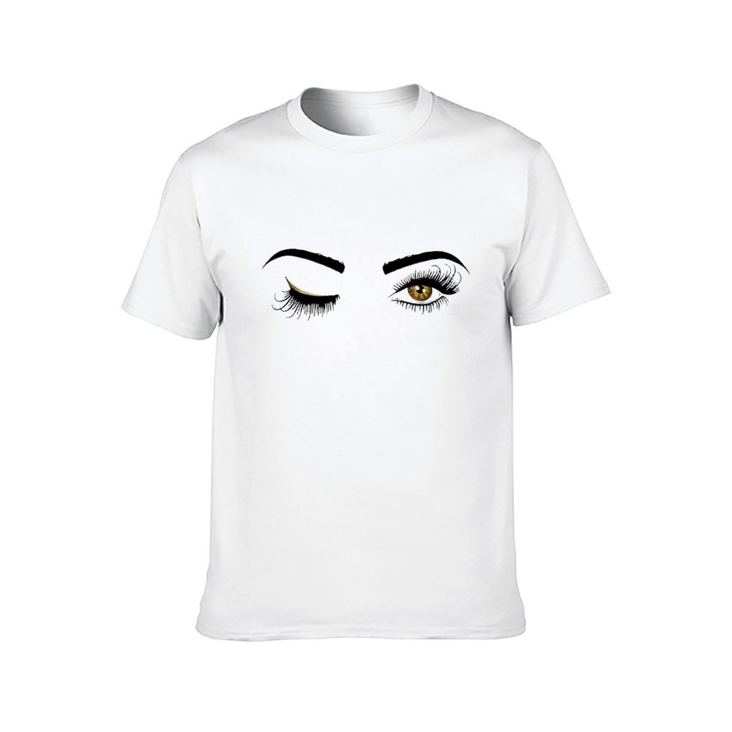 Inkmay Casual Cotton T-shirt Stylized Eyes With Long Eyelashes Unisex T-shirtEverydayWear Long Lasting T-Shirt
