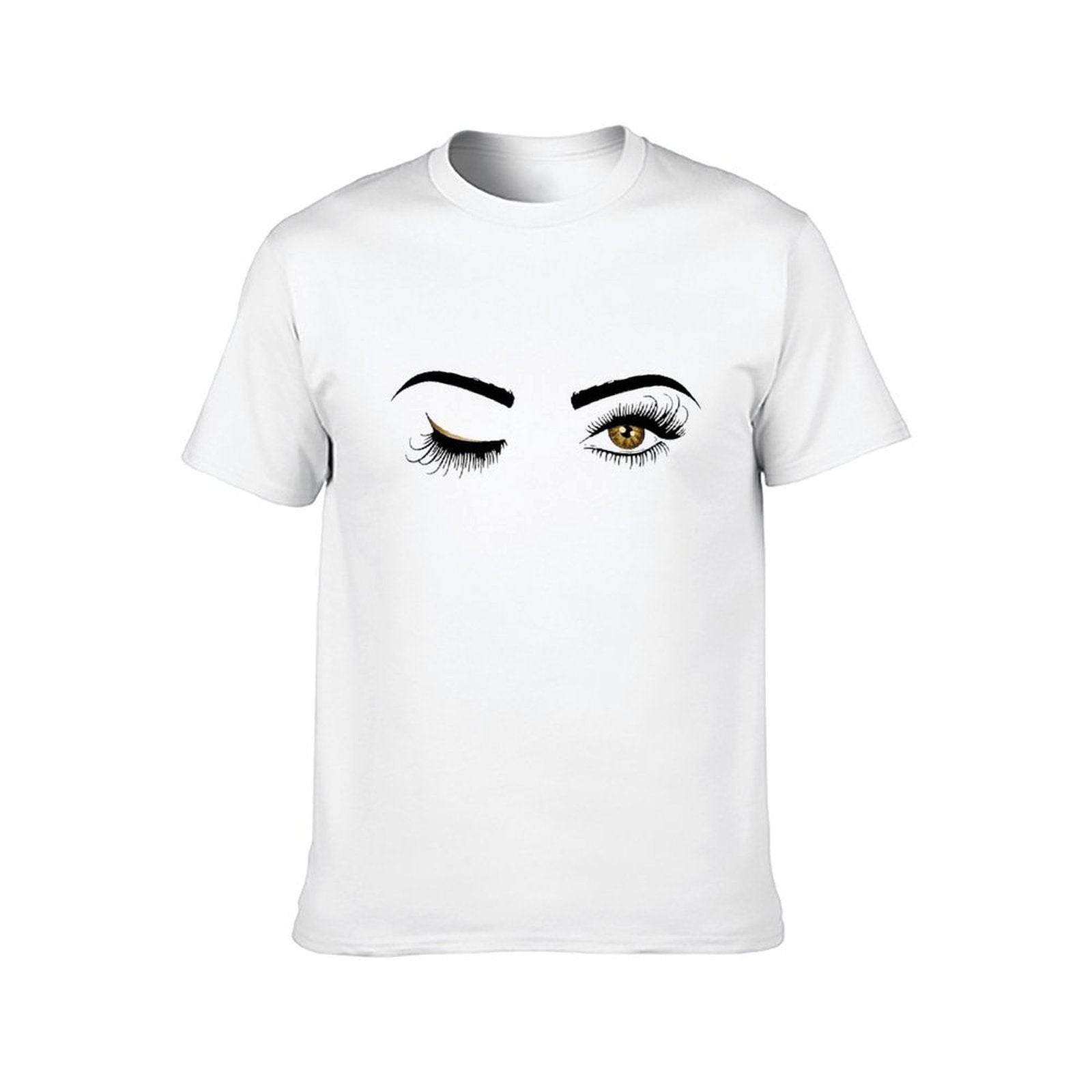 Inkmay Casual Cotton T-shirt Stylized Eyes With Long Eyelashes Unisex T-shirtEverydayWear Long Lasting T-Shirt