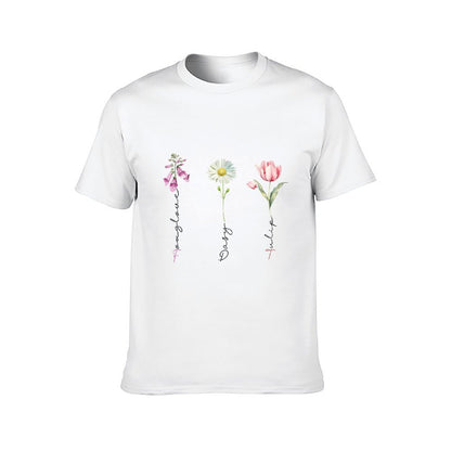 Inkmay Casual  Cotton T-shirt Floral Design With Vases And Unisex T-shirtStrong Design-Your-Own T-Shirt