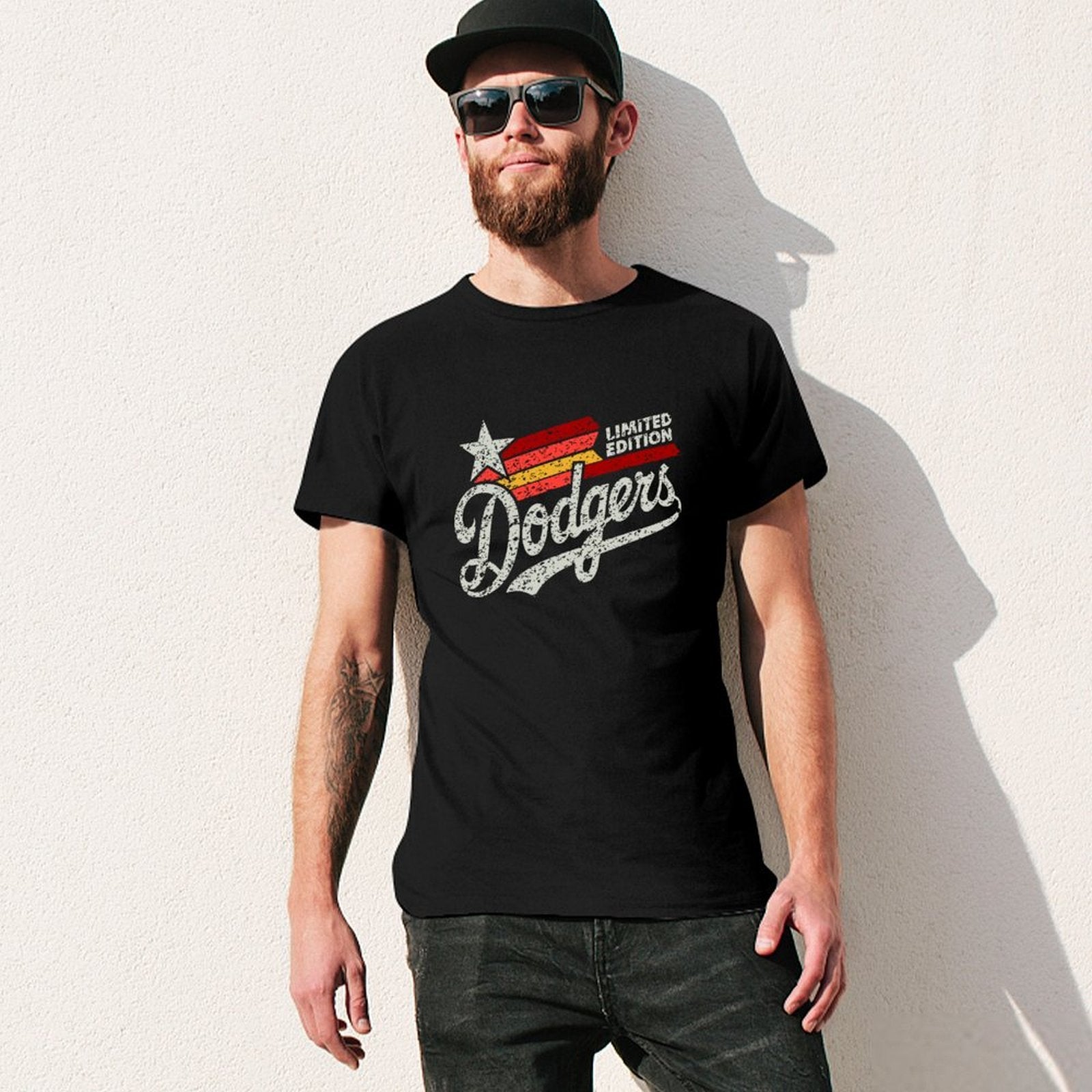 Inkmay Casual  Cotton T-shirt Abstract Red And Yellow Design Unisex T-shirtCleanCut Relaxed T-Shirt