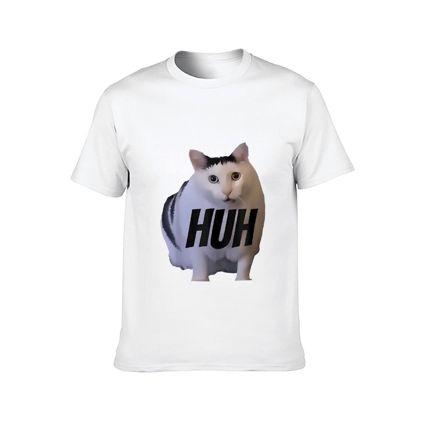 Inkmay Casual Cotton T-shirt Cat With Text Huh Overlaid Unisex T-shirtClassic Fit Original T-Shirt