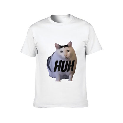 Inkmay Casual Cotton T-shirt Cat With Text Huh Overlaid Unisex T-shirtClassic Fit Original T-Shirt