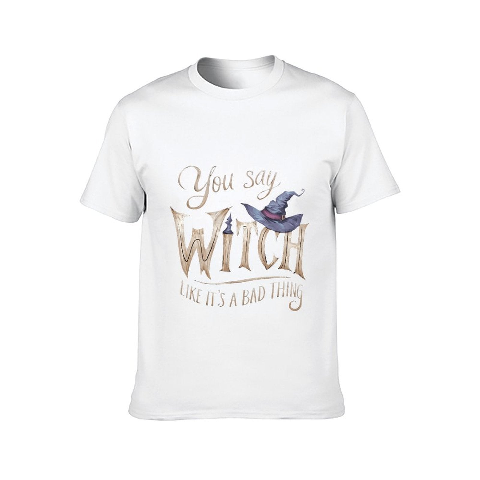 Inkmay Casual Cotton T-shirt Witch Hat And Magical Words Art Unisex T-shirtClassicStyle ComfortSeries T-Shirt