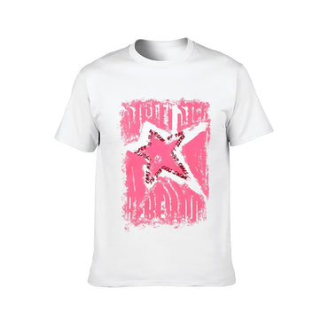 Inkmay Casual Cotton T-shirt Pink Grunge Star With Text Overlays Unisex T-shirtRetro Men¡¯s / Women¡¯s / Youth T-Shirt