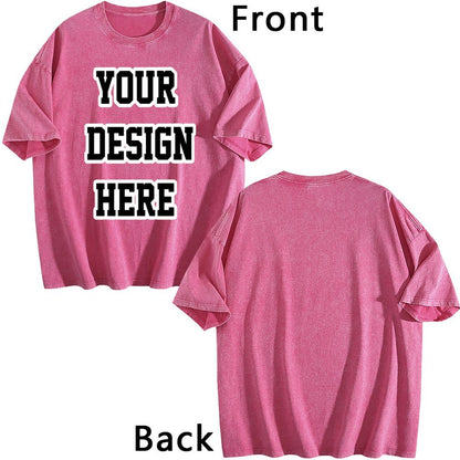 230gsm Printed 100% Cotton Pre-washed T-Shirt, Front Print in Rose Red