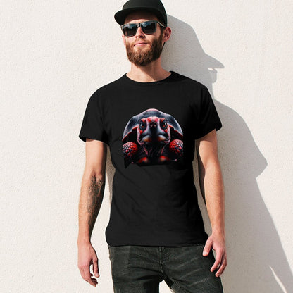 Inkmay Casual  Cotton T-shirt Red And Black Turtle Pattern Art Unisex T-shirtCotton ActiveLine T-Shirt