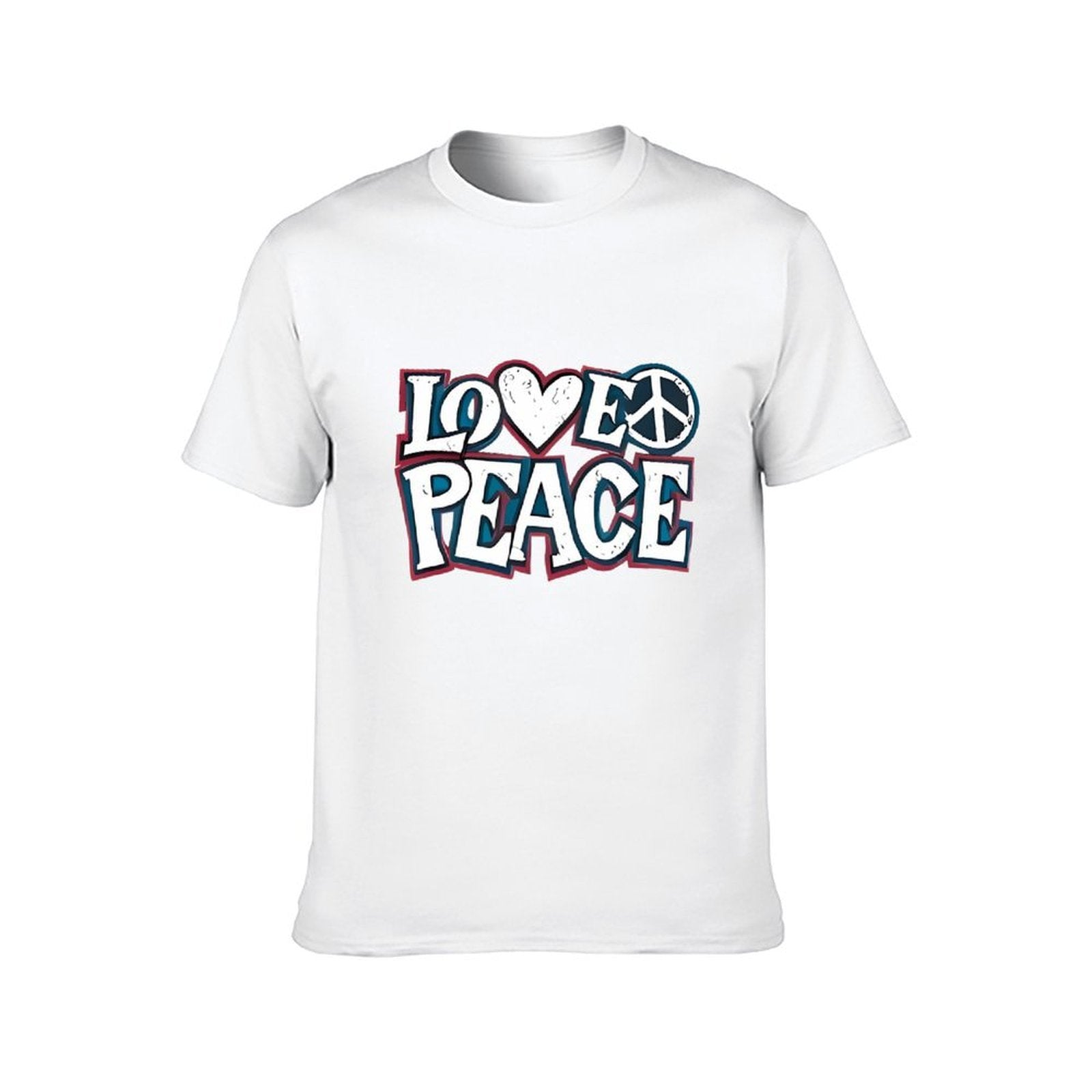 Inkmay Casual  Cotton T-shirt Love Peace Pattern Prints With Symbols Unisex T-shirtSimpleFit StreetStyle T-Shirt