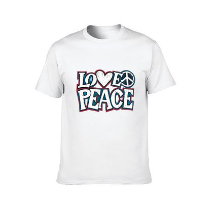 Inkmay Casual  Cotton T-shirt Love Peace Pattern Prints With Symbols Unisex T-shirtSimpleFit StreetStyle T-Shirt