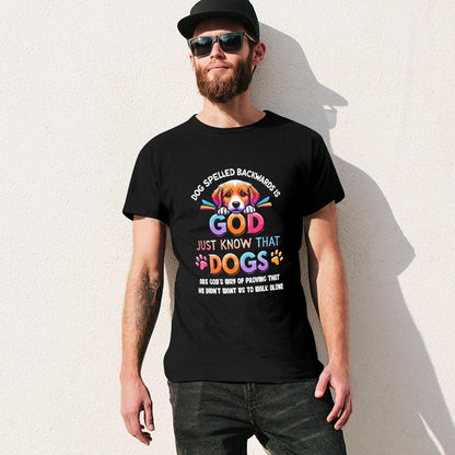 Inkmay Casual  Cotton T-shirt God Just Know That Dogs Unisex T-shirtRetro Basic T-Shirt