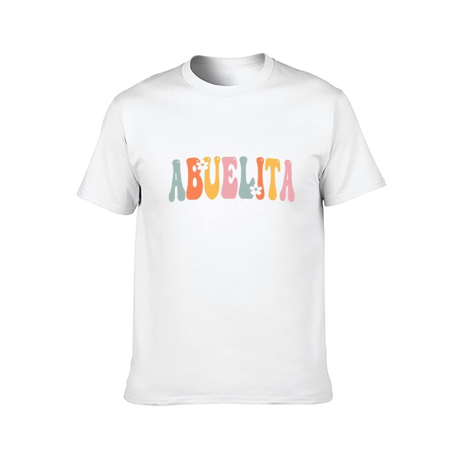 Inkmay Casual Cotton T-shirt Colorful Stripes With White Flowers Design Unisex T-shirtYearRound StreetFit T-Shirt