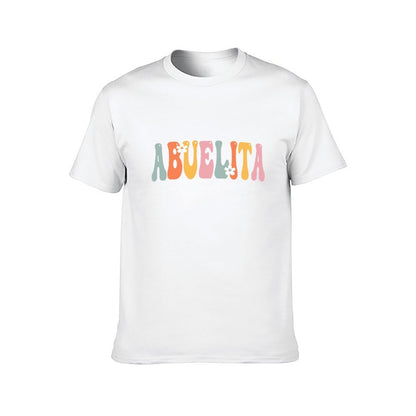 Inkmay Casual Cotton T-shirt Colorful Stripes With White Flowers Design Unisex T-shirtYearRound StreetFit T-Shirt