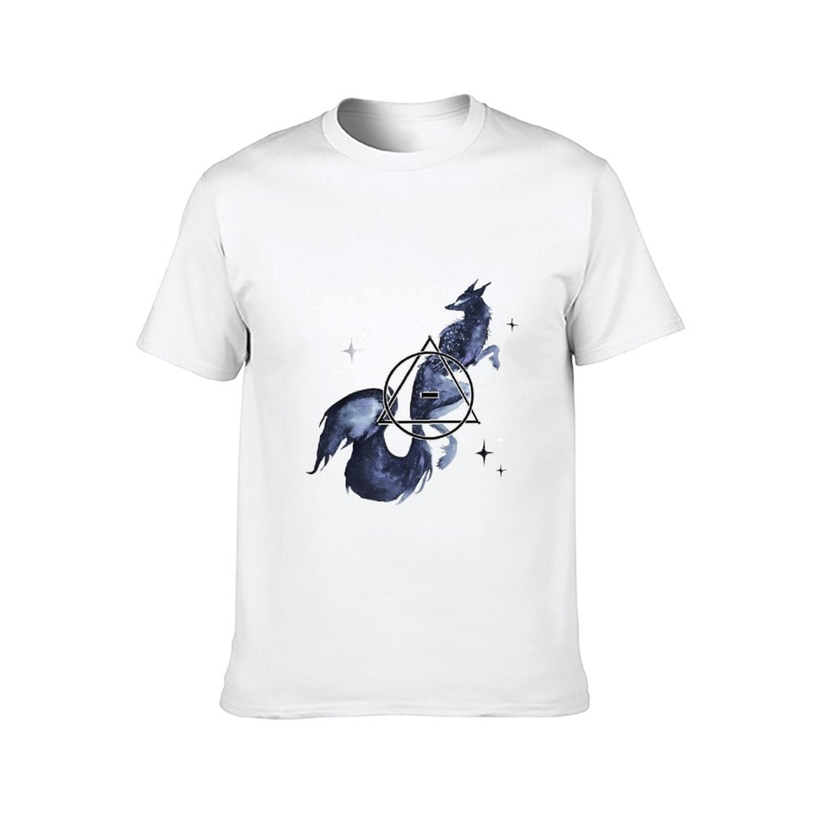 Inkmay Casual Cotton T-shirt Starry Night Creature With Geometric Design Unisex T-shirtAllDay SmoothWear T-Shirt