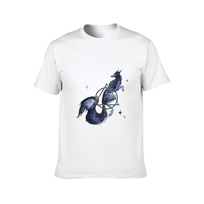 Inkmay Casual Cotton T-shirt Starry Night Creature With Geometric Design Unisex T-shirtAllDay SmoothWear T-Shirt