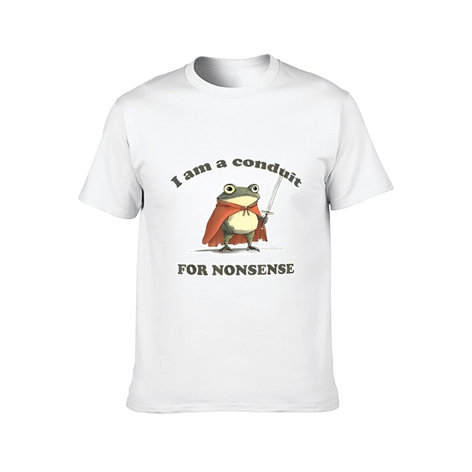 Inkmay Casual Cotton T-shirt Frog Wears Cape Holds Sword Boldly Unisex T-shirtAllDay EssentialFit T-Shirt