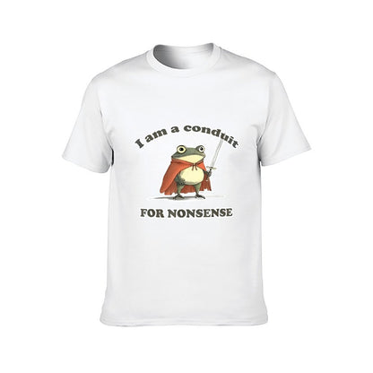 Inkmay Casual Cotton T-shirt Frog Wears Cape Holds Sword Boldly Unisex T-shirtAllDay EssentialFit T-Shirt