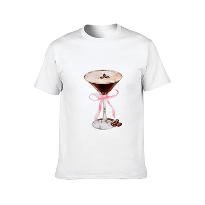 Inkmay Casual Cotton T-shirt Chocolate Martini With Pink Ribbon Unisex T-shirtEasyWear Minimalist T-Shirt