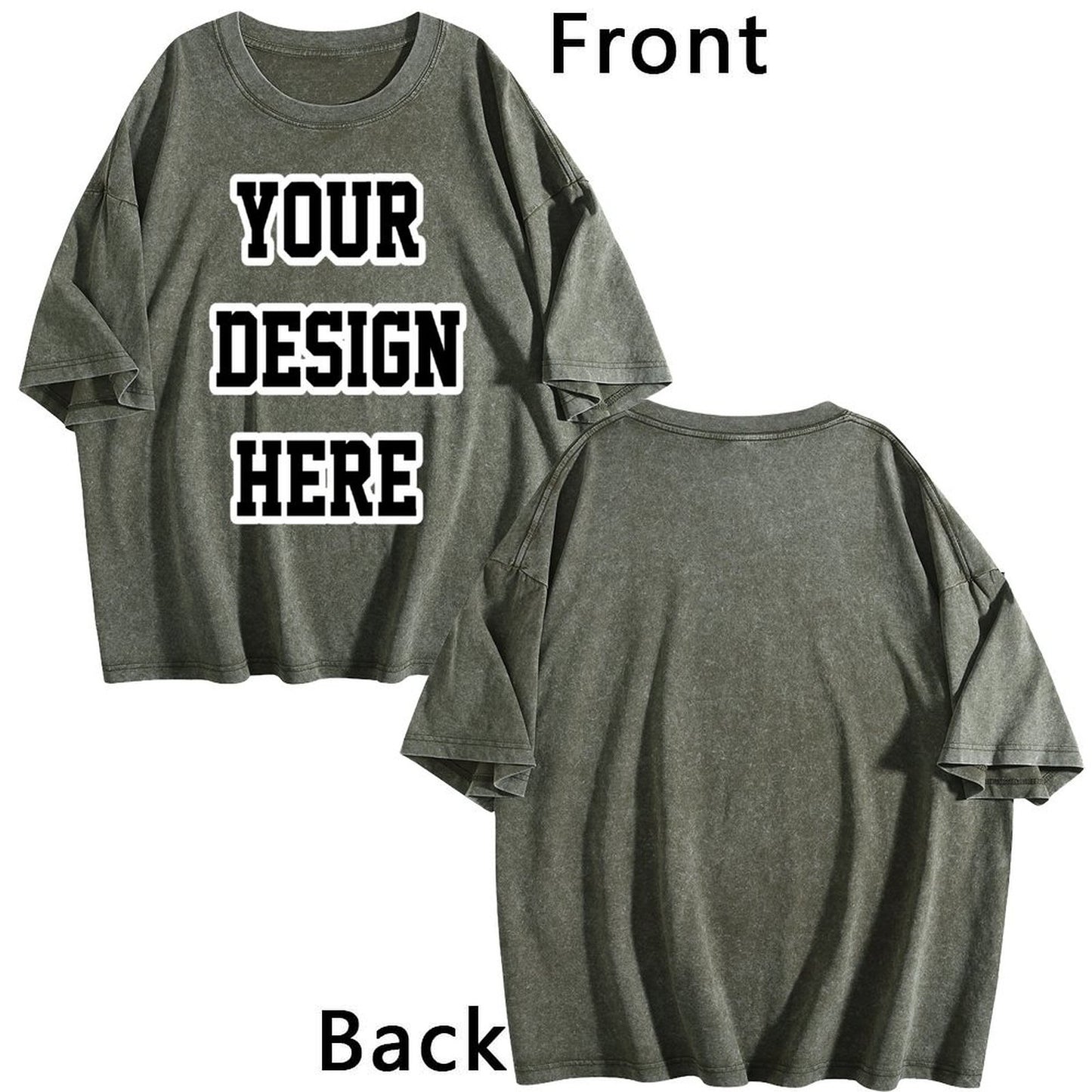230gsm Heat Transfer Print Canvas Cotton Pre-washed T-shirt, Front Print, Teal