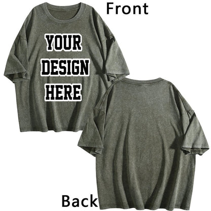 230gsm Heat Transfer Print Canvas Cotton Pre-washed T-shirt, Front Print, Teal