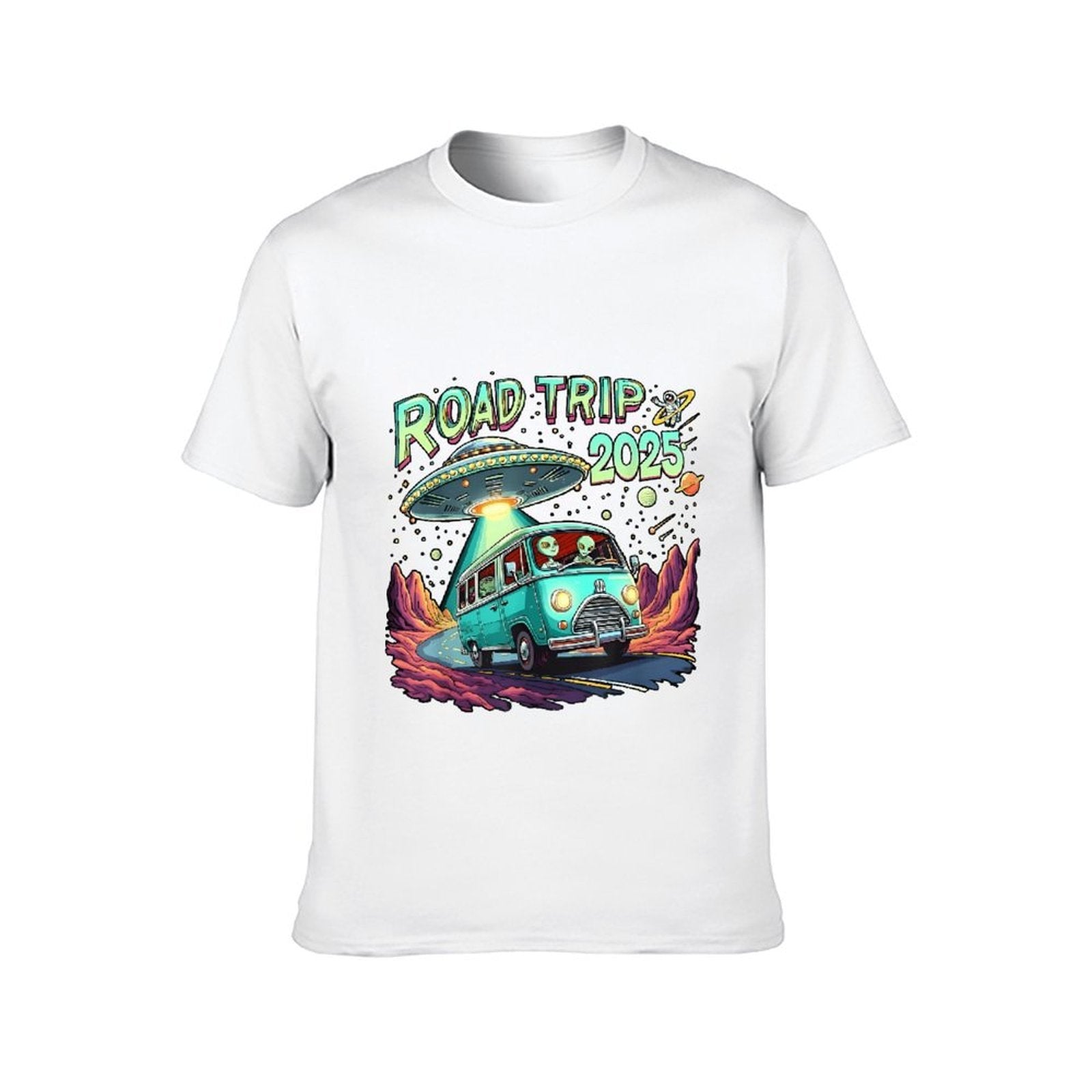 Inkmay Casual Cotton T-shirt Road Trip 2025 Alien Adventure Design Unisex T-shirtEco / Sustainable Recycled T-Shirt