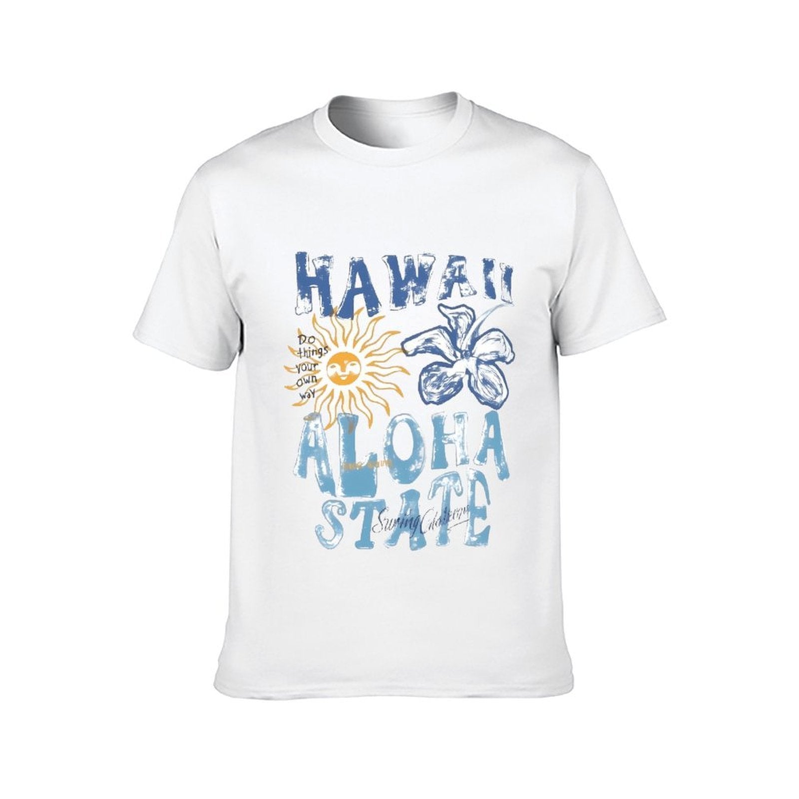 Inkmay Casual Cotton T-shirt Hawaii Aloha State Sunflower And Sunshine Unisex T-shirtActiveStyle Daily T-Shirt