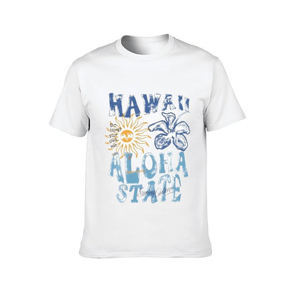 Inkmay Casual Cotton T-shirt Hawaii Aloha State Sunflower And Sunshine Unisex T-shirtActiveStyle Daily T-Shirt